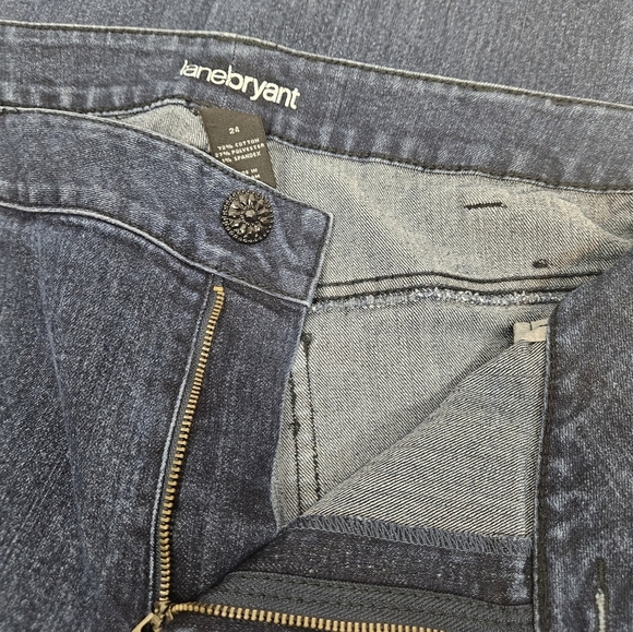 Lane Bryant Dark Wash Rhinestone Embellished Stretch‎ Denim Jeans Size 24 K70 - Picture 10 of 14